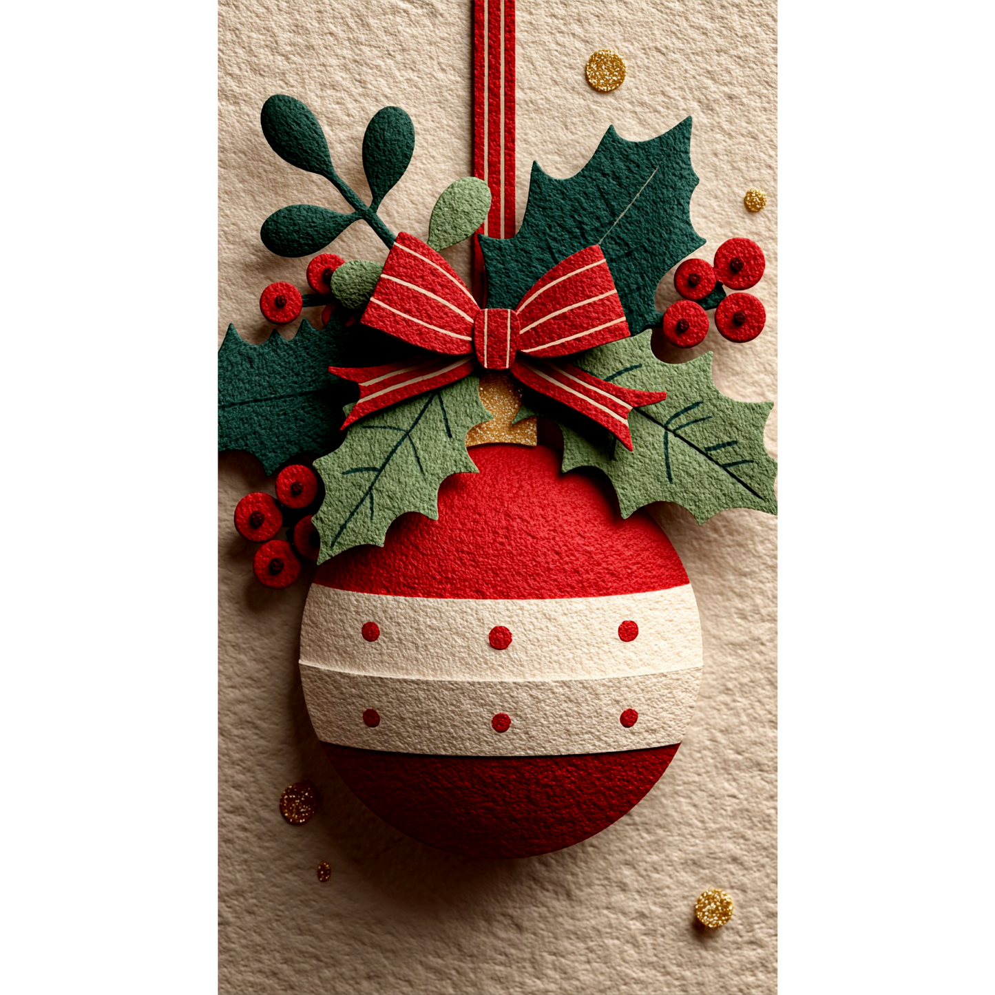 Weihnachtliches Ornament mit Schleife | Digitales Handy-Wallpaper