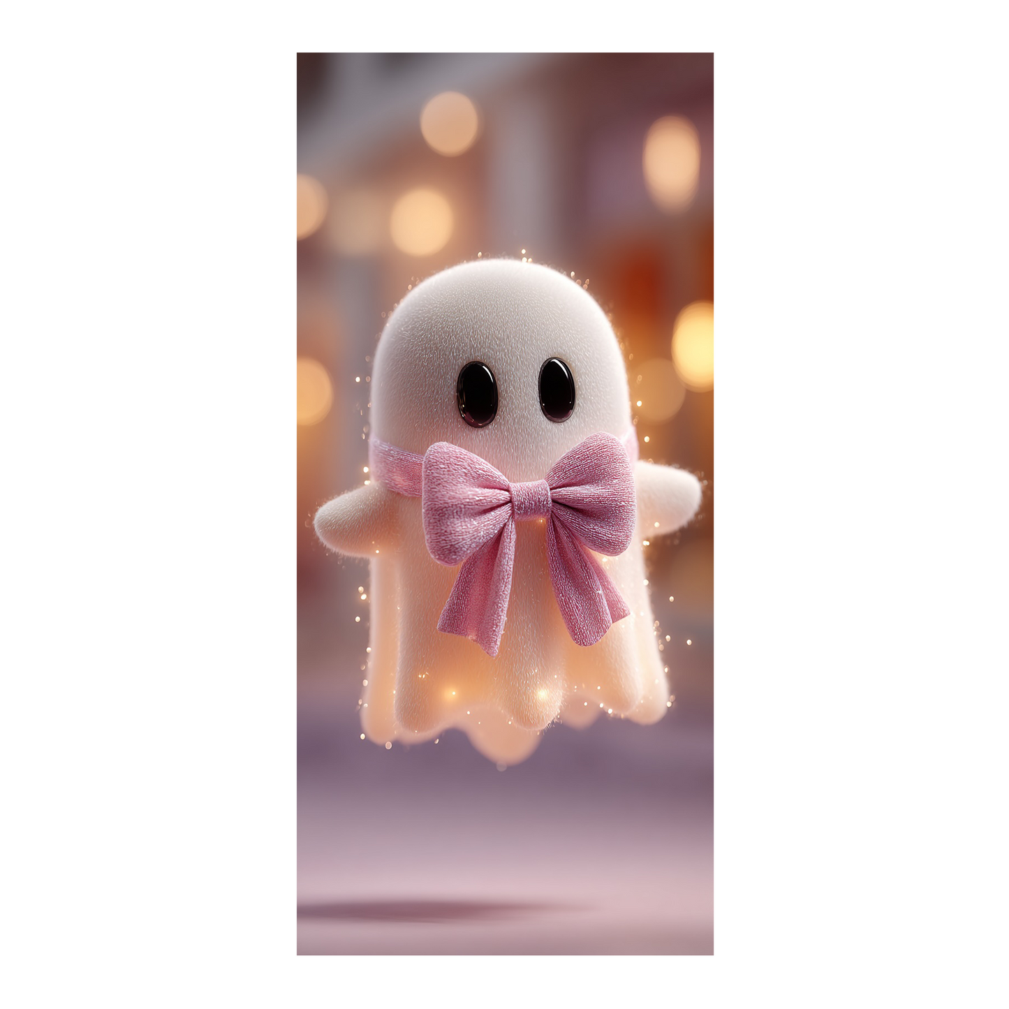 Kawaii-Geist mit rosa Schleife | Digitales Handy-Wallpaper