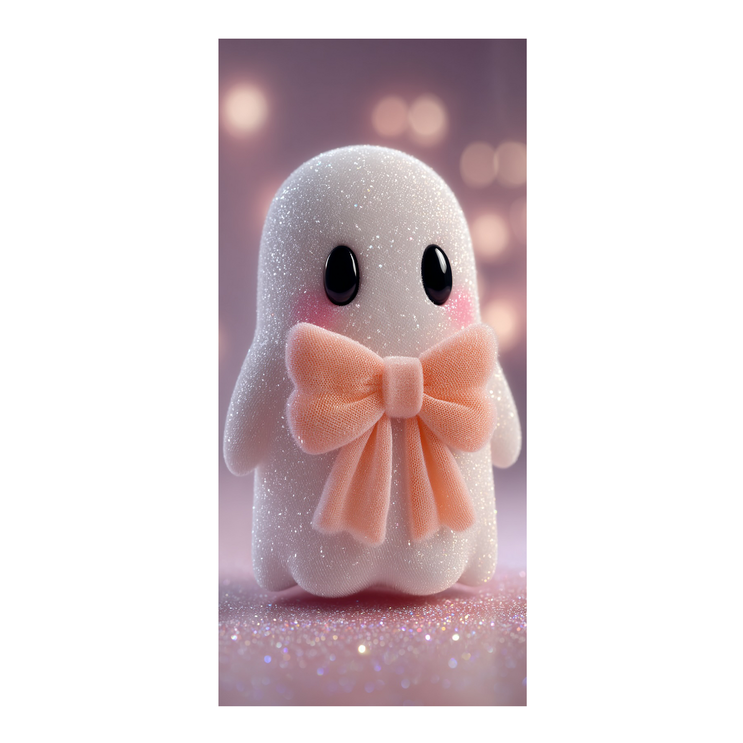 Kawaii-Geist mit rosa Schleife | Digitales Handy-Wallpaper