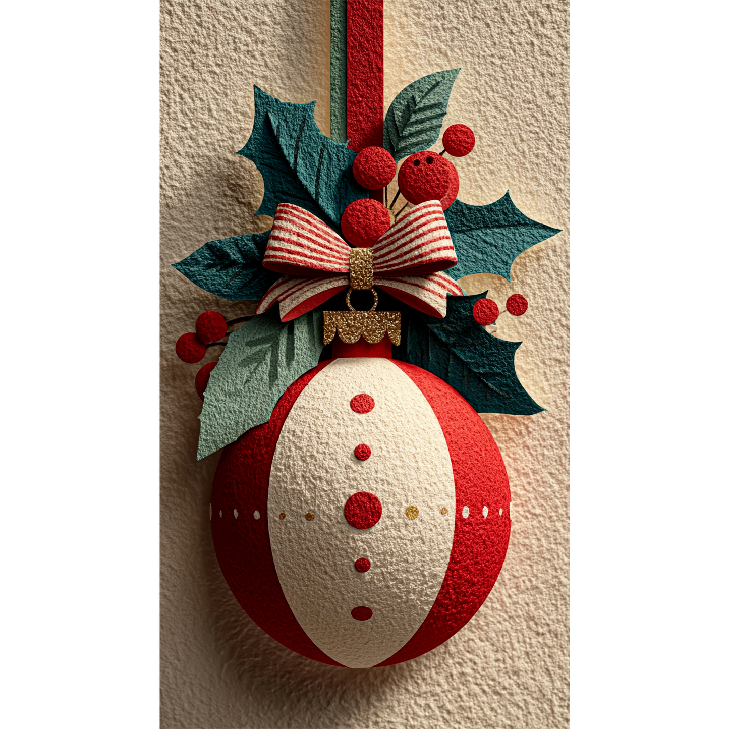 Weihnachtliches Ornament mit Schleife | Digitales Handy-Wallpaper (Kopie) (Kopie)