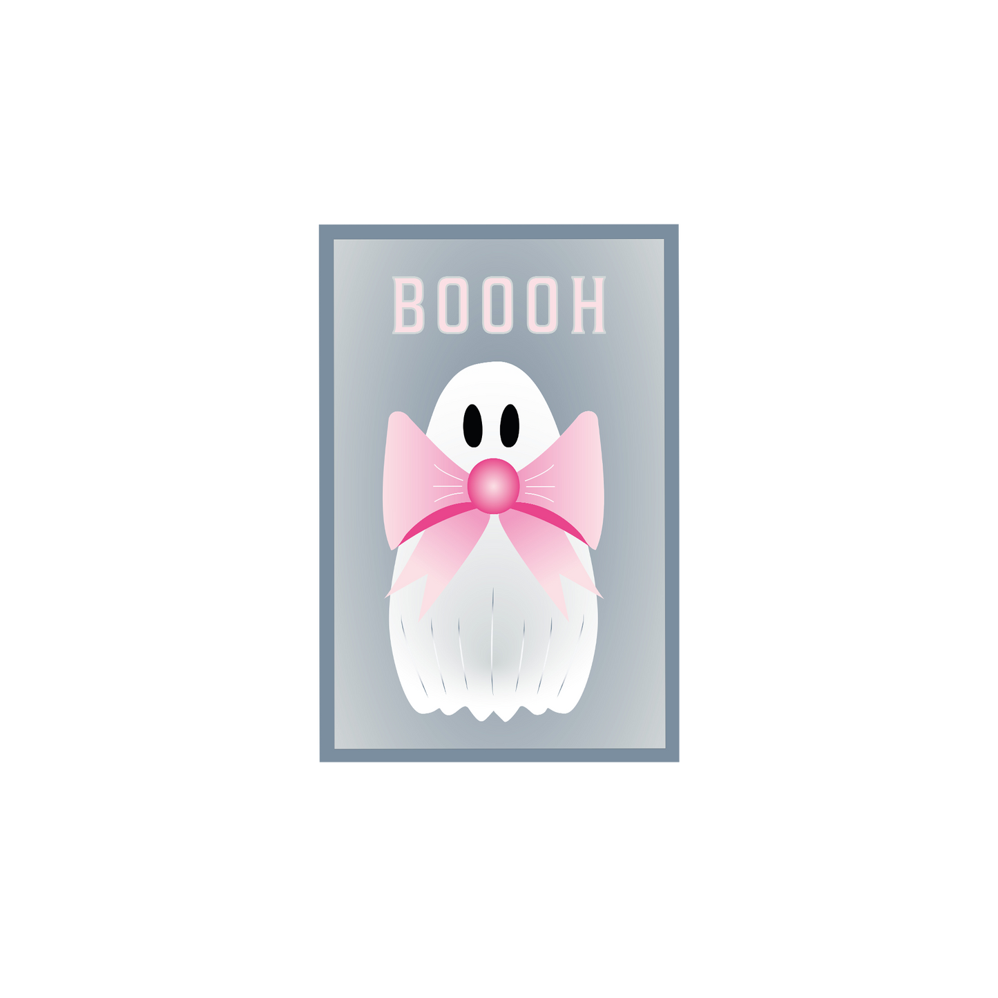 Kawaii-Geist mit rosa Schleife | Digitales Poster (A4 Download, skalierbar)