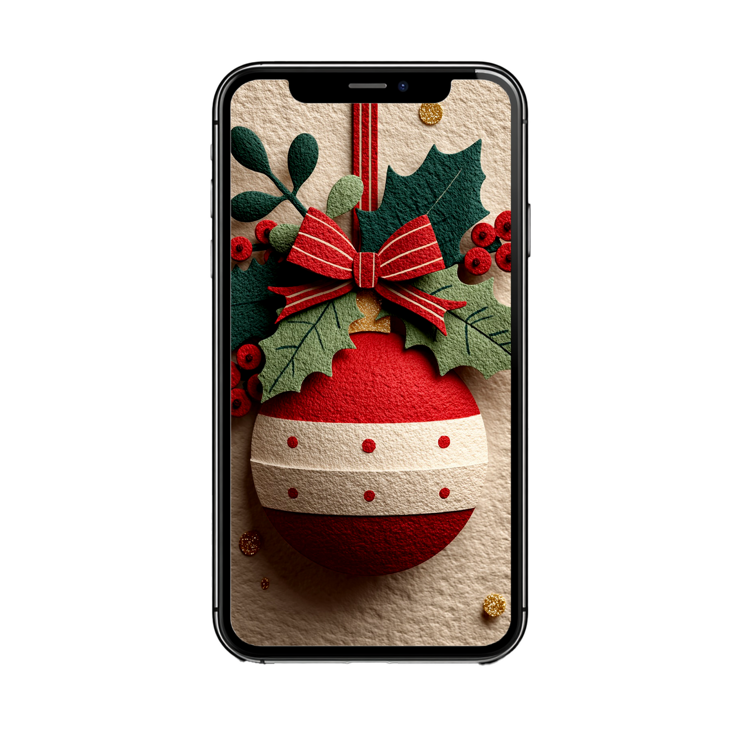 Weihnachtliches Ornament mit Schleife | Digitales Handy-Wallpaper