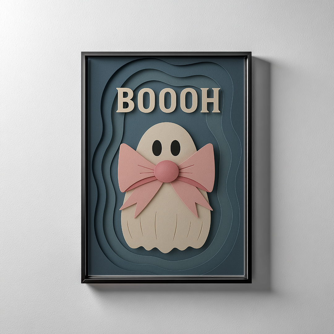 Geist mit rosa Schleife | Digitales Poster (A4 Download, skalierbar)