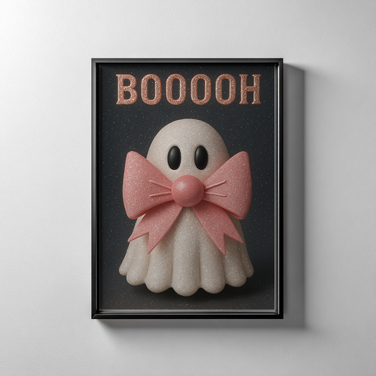 Geist mit rosa Schleife | Digitales Poster (A4 Download, skalierbar)