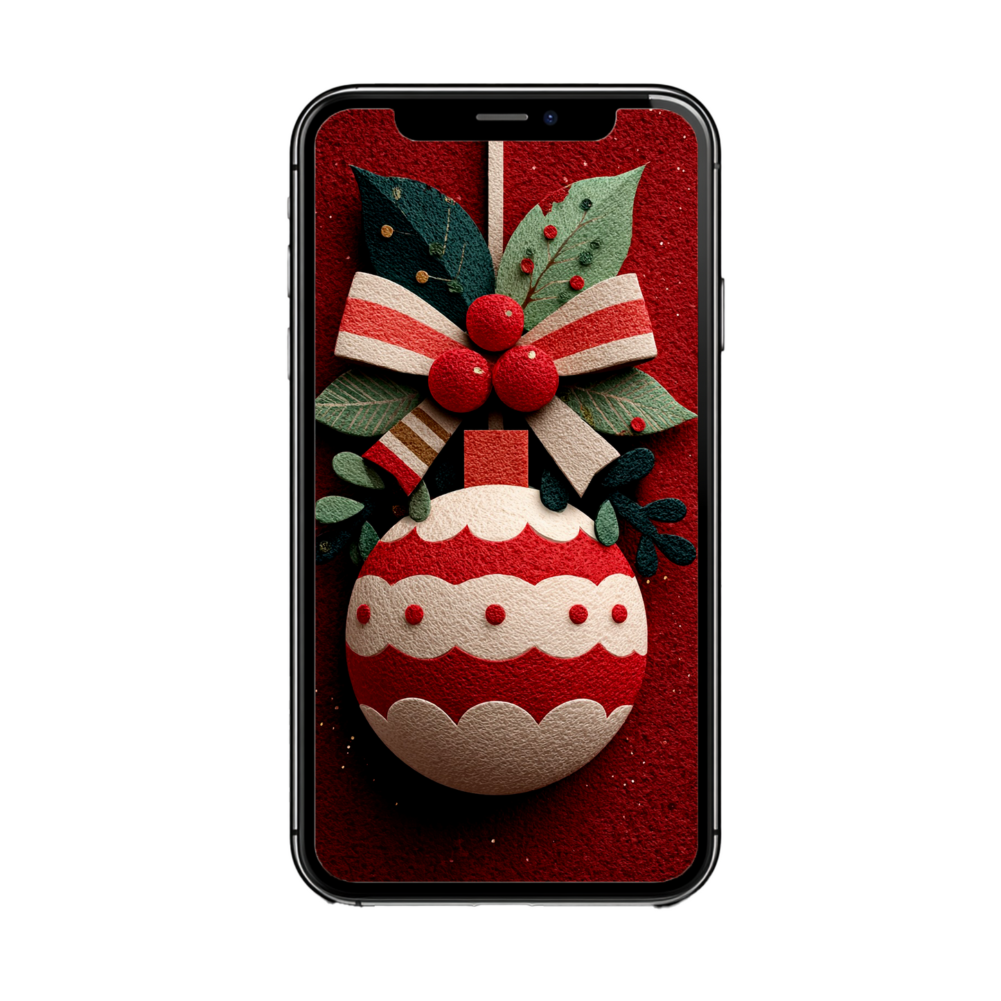 Weihnachtliches Ornament mit Schleife | Digitales Handy-Wallpaper (Kopie)