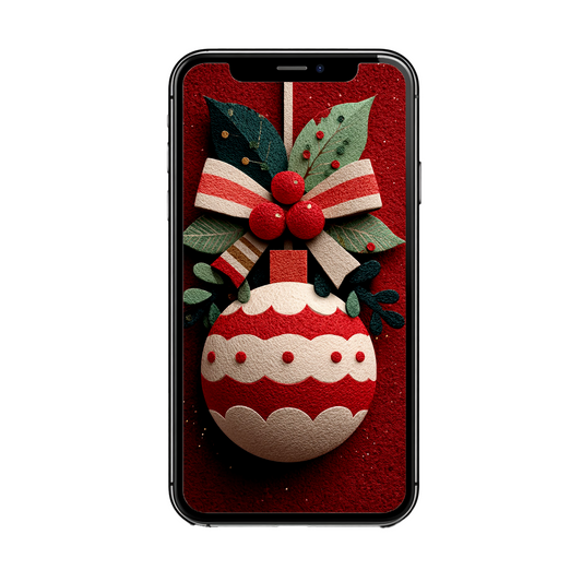 Weihnachtliches Ornament mit Schleife | Digitales Handy-Wallpaper (Kopie)