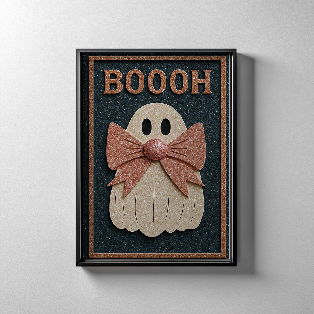 Geist mit rosa Schleife | Digitales Poster (A4 Download, skalierbar)