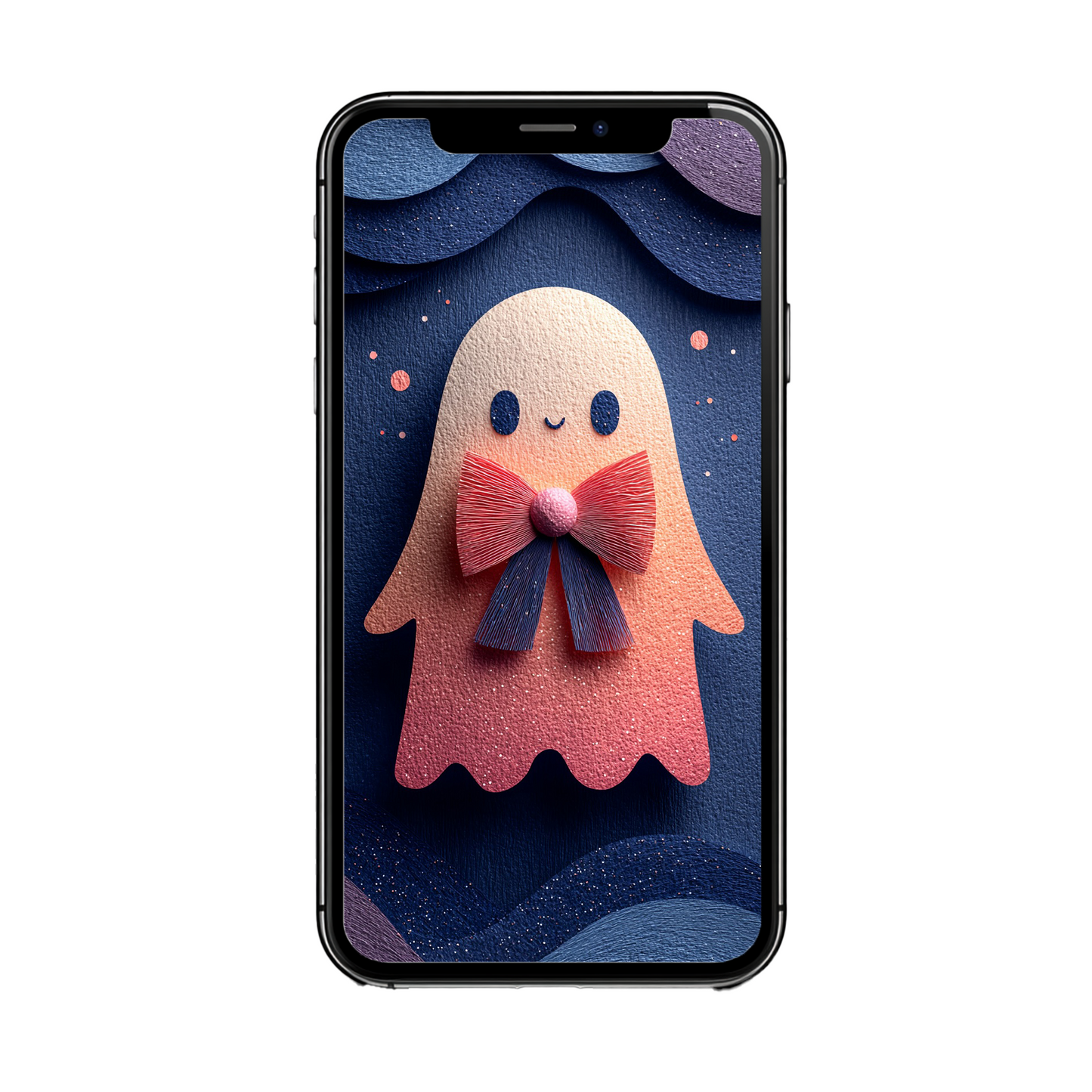 Geist mit pinker Glitzerschleife | Digitales Handy-Wallpaper (nur privater Gebrauch)