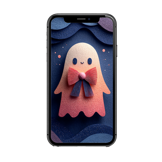 Geist mit pinker Glitzerschleife | Digitales Handy-Wallpaper (nur privater Gebrauch)
