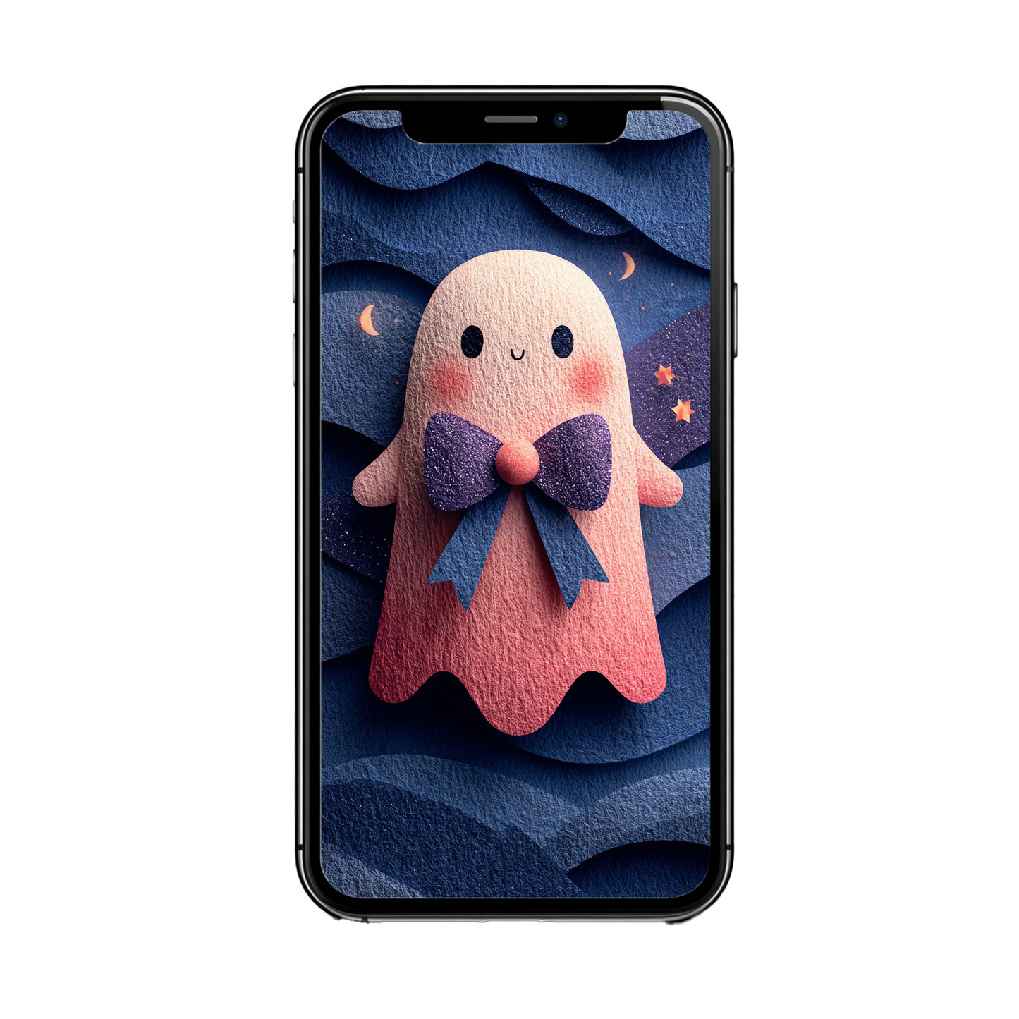 Geist mit  Glitzerschleife | Digitales Handy-Wallpaper