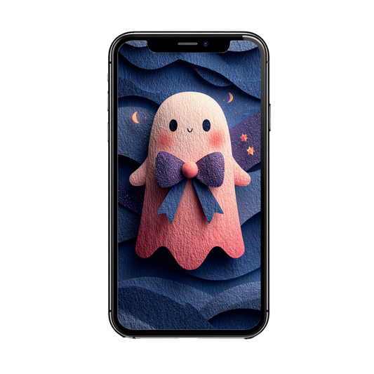 Geist mit  Glitzerschleife | Digitales Handy-Wallpaper