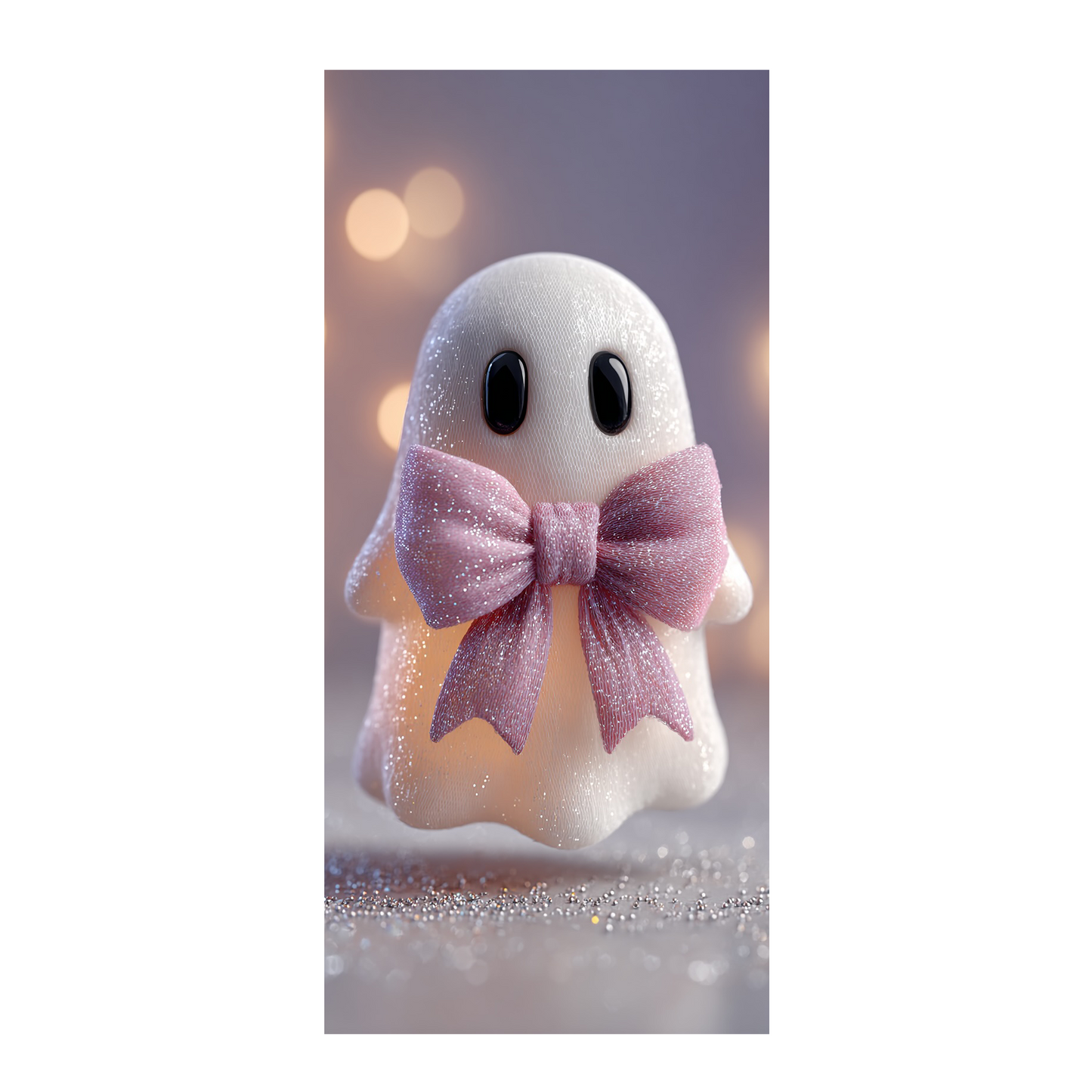 Kawaii-Geist mit rosa Schleife | Digitales Handy-Wallpaper