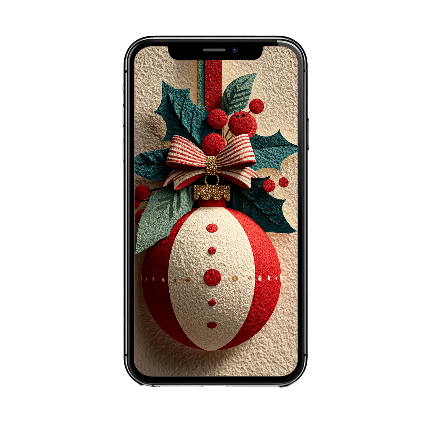 Weihnachtliches Ornament mit Schleife | Digitales Handy-Wallpaper (Kopie) (Kopie)