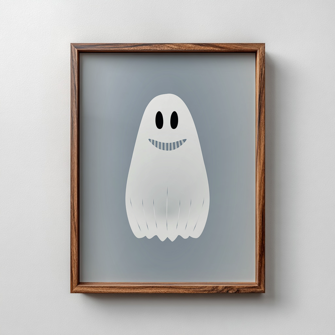 Geist mit rosa Schleife | Digitales Poster (A4 Download, skalierbar)