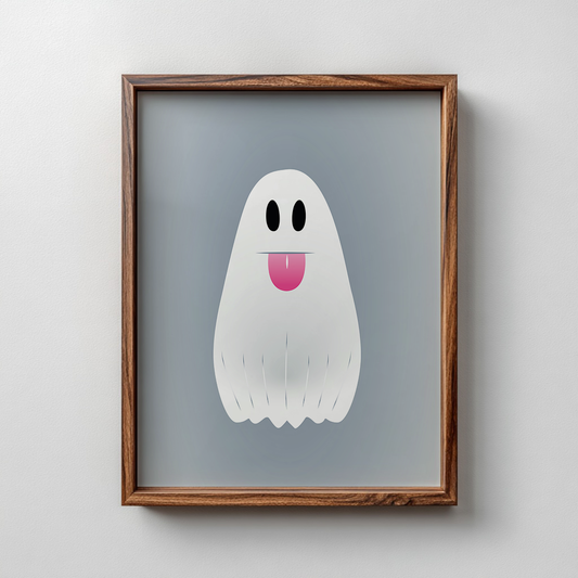 Geist mit rosa Schleife | Digitales Poster (A4 Download, skalierbar)