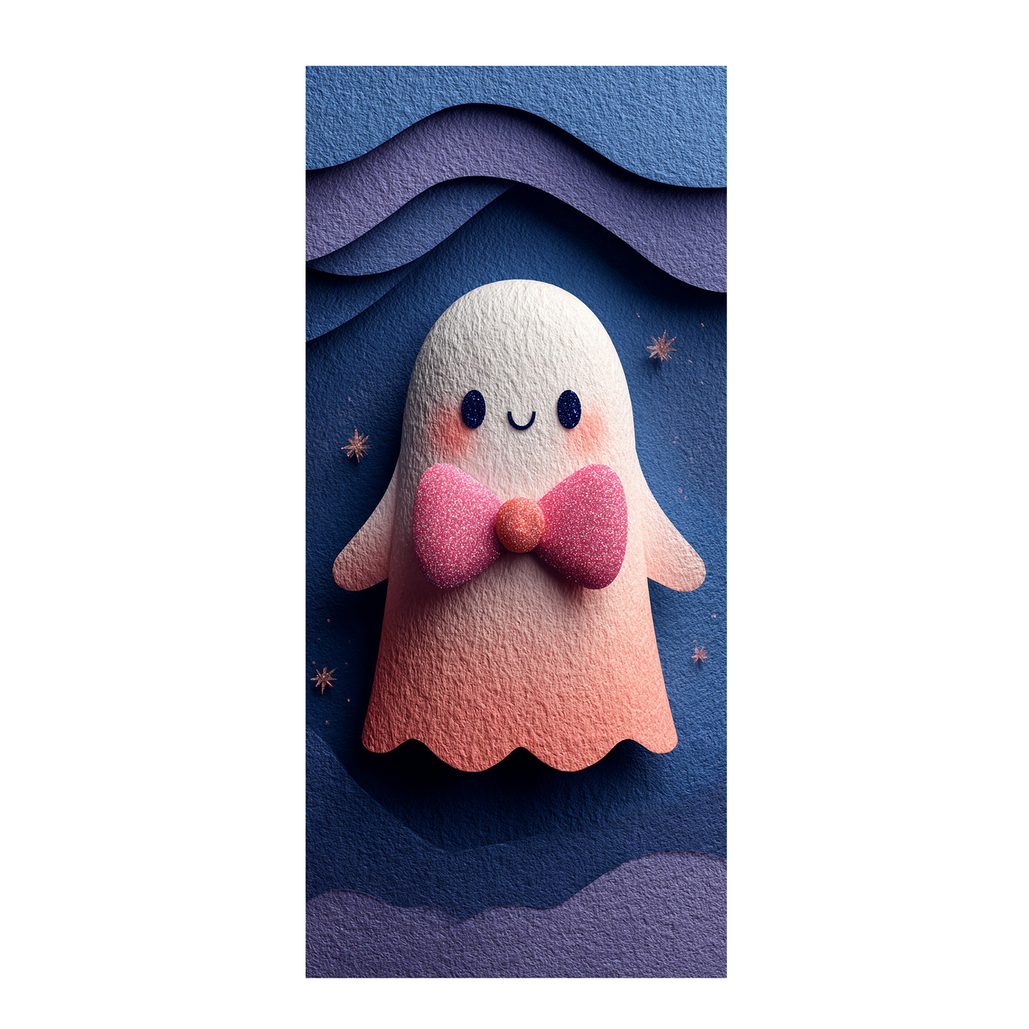 Geist mit pinker Glitzerschleife | Digitales Handy-Wallpaper