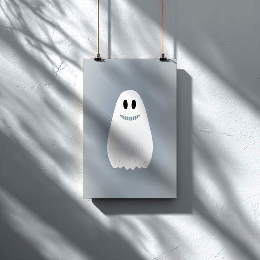 Kleiner Geist mit pinker Schleife | Print on Demand