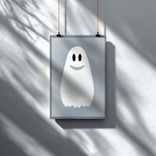 Geist mit rosa Schleife | Digitales Poster (A4 Download, skalierbar)
