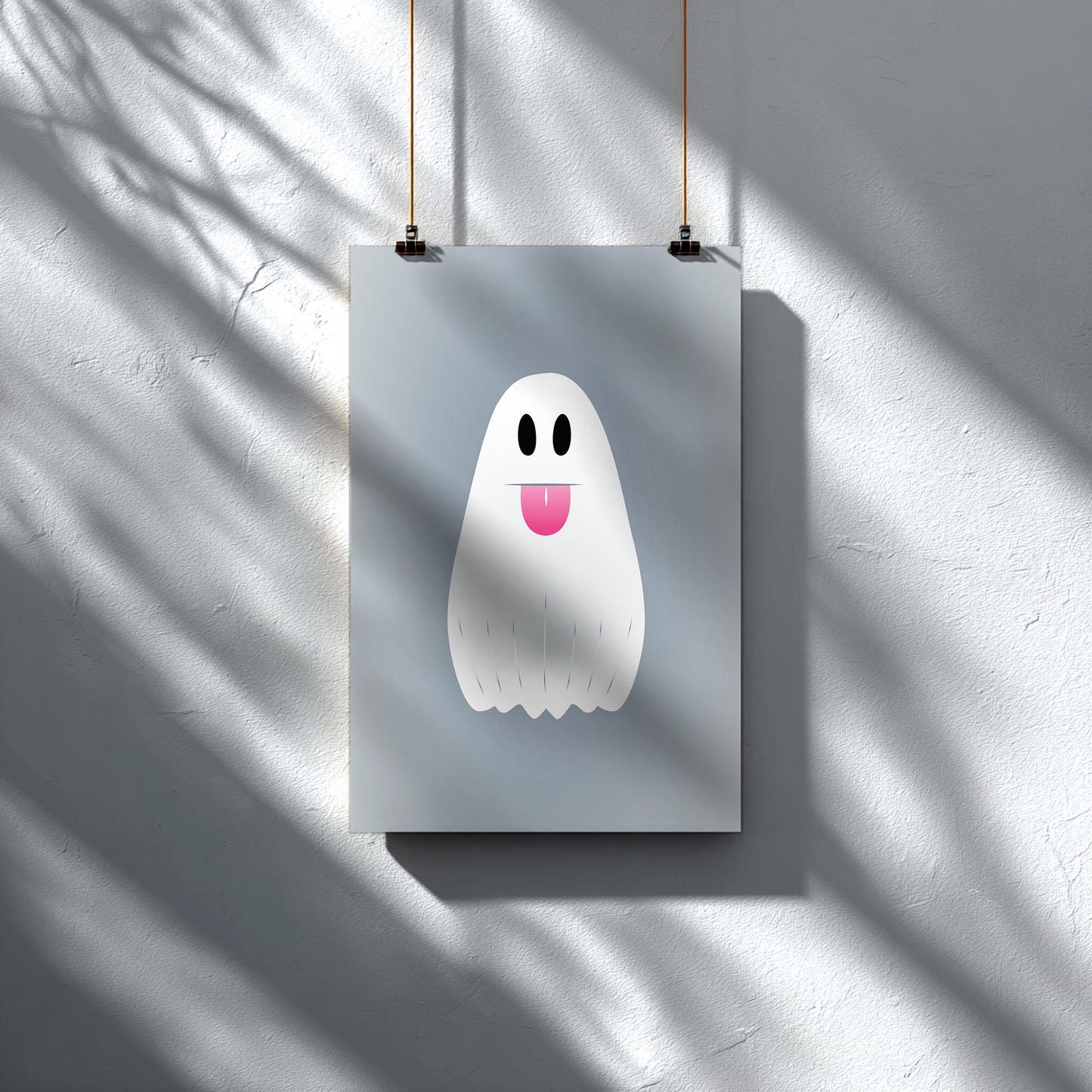 🎀 Boooh! – Süßes Geist-Artprint mit rosa Schleife | Print on Demand