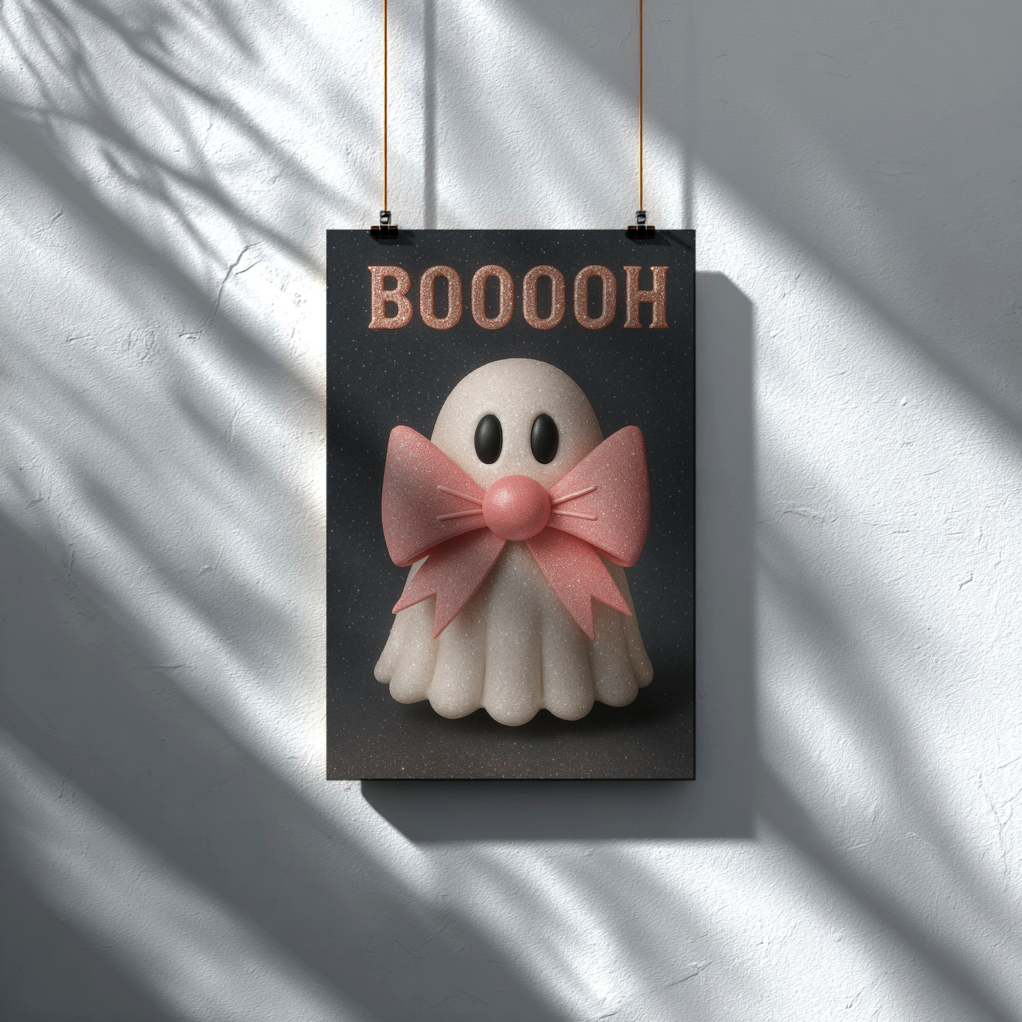 Geist mit rosa Schleife | Digitales Poster (A4 Download, skalierbar)