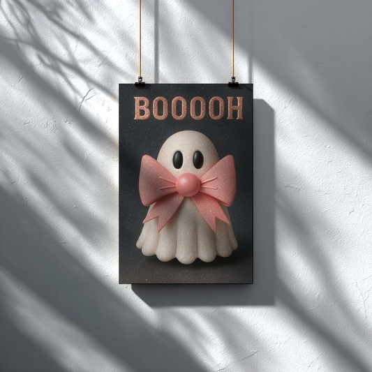 Geist mit rosa Schleife | Digitales Poster (A4 Download, skalierbar)