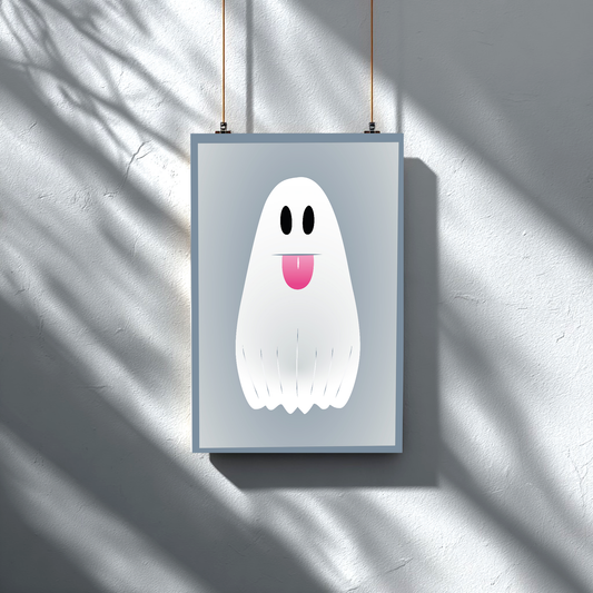 Geist mit rosa Schleife | Digitales Poster (A4 Download, skalierbar)